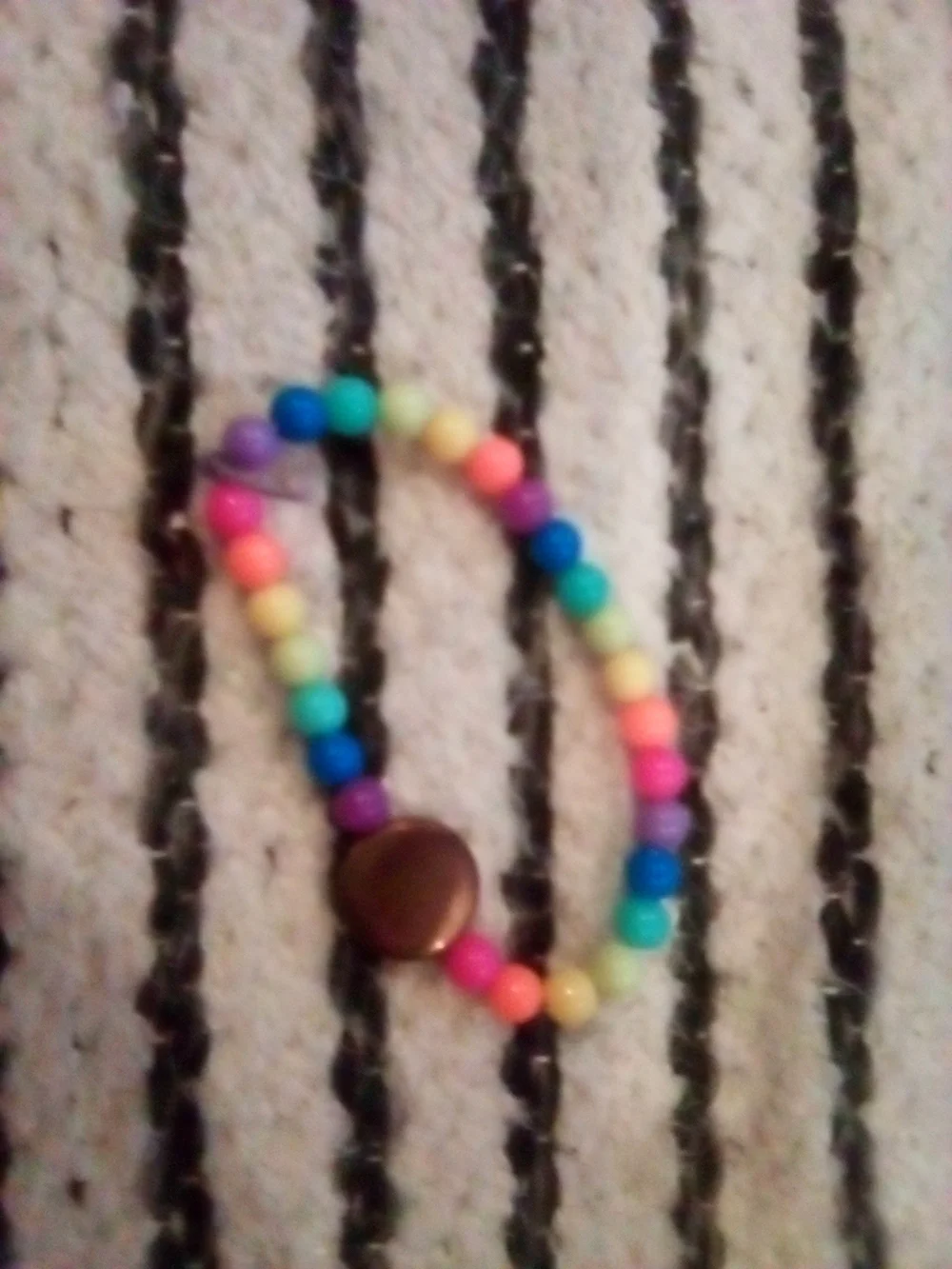 Colorful Kids Stretch Beaded Bracelet with Brown Accent
